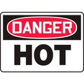 Accuform Accuform Danger Sign, Hot, 10inW x 7inH, Aluminum MCPG019VA